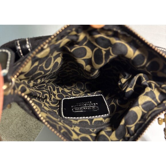 Coach Black Signature Crossbody Canvas Shoulder Bag Hippie Turnlock Monogram - Picture 6 of 14